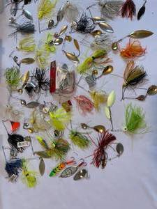 lot 132 image: Large Spinner Bait Lot with Plastic Storage