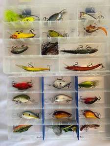 lot 148 image: Large Fishing Lure Lot in Plastic Storage