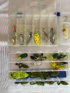 lot 166 image: Large Fishing Lure Lot in Plastic Storage