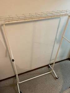 lot 185 image: Rolling Clothing Rack with Top Shelf