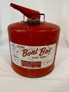 lot 198 image: Vintage SnoGo 6 Gallon Gas Can with Great Graphics