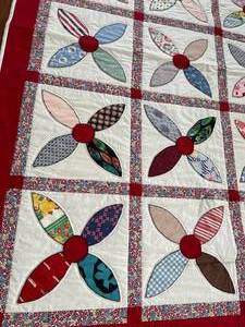 lot 225 image: Handmade Brightly Colored Floral Quilt