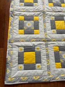 lot 229 image: Handmade Blues and Yellow Quilt