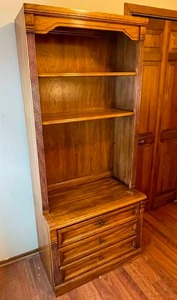 lot 248 image: Wooden 2 Drawer  2 Shelf Storage Display Piece - Bookshelf with Drawer Storage