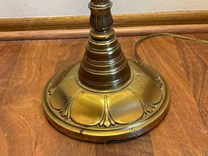 lot 249 image: Brass Floor Lamp with Glass Shelf