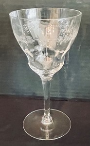 lot 42 image: Seven Vintage Etched Stemmed Glasses