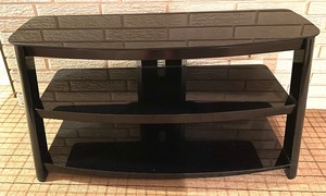 lot 94 image: Black Glass 3 Tier Media Stand