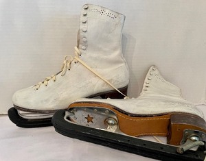 lot 75 image: Pair of Vintage Leather Ice Skates by Nestor Johnson
