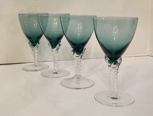 lot 71 image: Four Gorgeous Green Wine Goblets