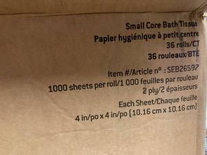 Small Core Toilet Paper