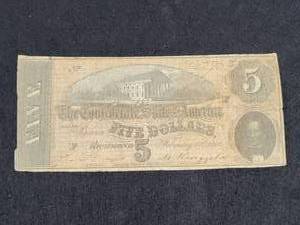 1864 $5 Confederate States of America Bill