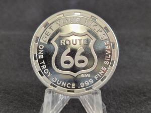 1oz .999 Fine Silver Round Route 66