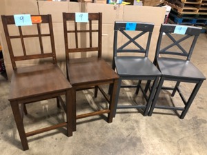 Mix Lot of assorted 2 Brown Dining Chairs, and Black dining chairs, Customer returns, Review all pictures