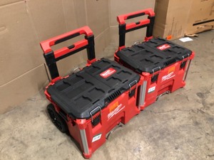 Milwaukee PACKOUT 22 in. Rolling Tool Box, Lot of 2, Review all pictures