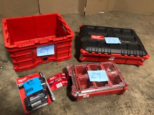 Mix Lot of Milwaukee Storage Box, Hardware tools, Customer returns, Review all pictures