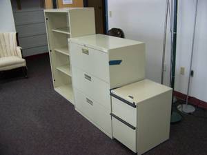 lot 13 image: Metal Shelf, Large File Cabinet and Small File Cabinet