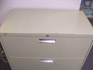 lot 31 image: Wide, 3-Drawer File Cabinet