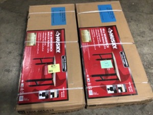 Husky 4 ft. Solid Wood Top Workbench in Black, Lot of 2, Customer return, Review all pictures