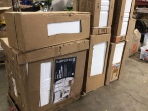 Mix Lot of assorted Hampton Bay White, Storage Boxes, Customer returns, review all pictures