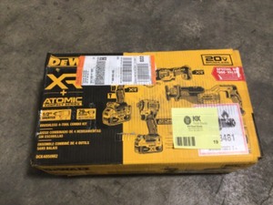 DEWALT 20-Volt MAX Lithium-Ion Cordless Brushless Combo Kit (4-Tool) with (2) 4.0 Ah Batteries, Charger and Kit Bag, Customer return, Review all pictures