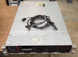 lot 1 image: HP ProLiant DL380p Gen8 Server  HSTNS-PL28 Power Supply (x2 units)  P420i RAID Card  Intel Xeon CPU-2630 0  2.30GHZ (x2 units)  32GB DDR3 RAM  1.90TB HDD  P420i RAID Card  Includes 2 x CAB-AC Power Cables