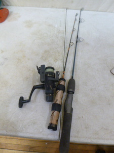 2 Ice Fishing Rods and 1 Reel