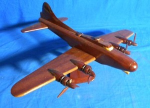 lot 47 image: B-29 Super Fortress Handcrafted Natural Premium Mahogany Wood Desk Model