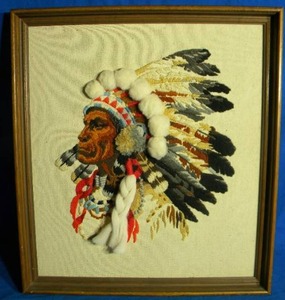lot 60 image: Embroidered 19x21 Framed Native American