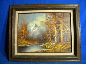 lot 78 image: Mountain Landscape Oil Painting by R.D