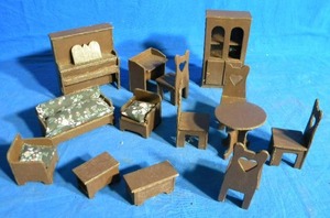 lot 59 image: Wooden Doll House Furniture Set