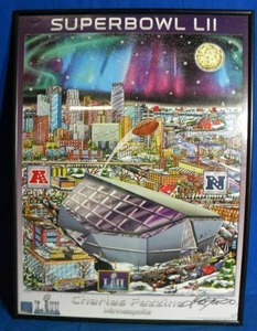 lot 84 image: Superbowl LII 18x24 Framed and Signed Poster