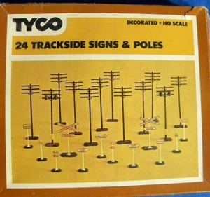 lot 131 image: C-6 HO Scale Tyco Trackside Signs and Poles