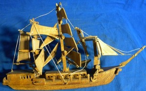 lot 155 image: Vintage Wooden Model Ship (Very Loose)
