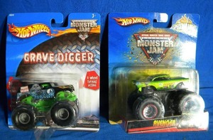 lot 187 image: Hot Wheel Monster Trucks Grave Digger and Avenger