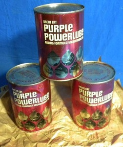 lot 197 image: Artic Cat Purple Power Lube Snowmobile Racing Formula (3 Sealed Cans)