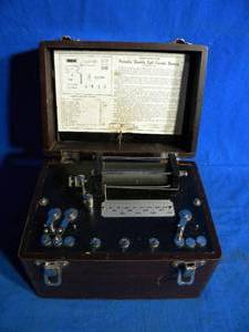 lot 245 image: Vintage Faradic Portable Double Cell Battery in Wood Case