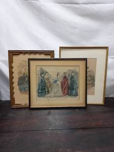 lot 11 image: Three Old Framed Fashion Plates