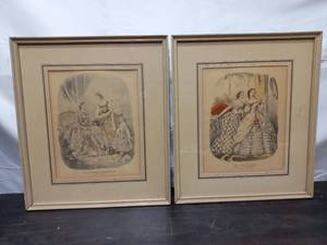 lot 10 image: Two Old Framed Fashion Plates
