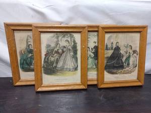 lot 12 image: Four Old Framed Fashion Plates