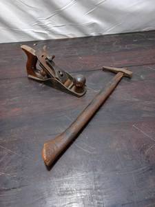 lot 25 image: Old Chisel And Hand Plane