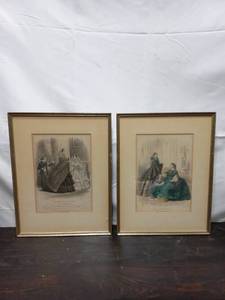 lot 28 image: Two Old Framed Fashion Plates