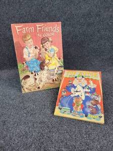 lot 62 image: Pair of Vintage Coloring Books from the 1950s - Farm Friends and Top Notch