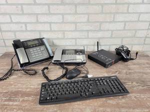 lot 125 image: IBM Lenovo ThinkCentre M700 Computer (Intel Core i5) w Keyboard, Mouse and Power Supply  (2) Business Phones