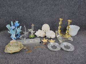 lot 153 image: Lot of Nautical Home Dcor, Candle Sticks, and More