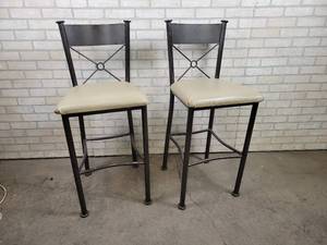 lot 235 image: (2) Metal High Top Chairs - Seat is Approx. 30 Tall - NO SHIPPING