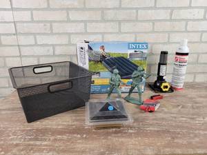 lot 247 image: Twin Air Mattress, Organizer Bin, Soldiers, Jack and More - NO SHIPPING