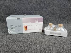 lot 160 image: Set of (6) NEW Tall Tumblers and a Pair of Spice Jars