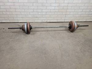 lot 266 image: Weight Bar w 41 lbs. of Weight - NO SHIPPING