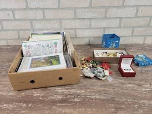 lot 300 image: Large Lot of Greeting Cards, Christmas Pins, ring and More