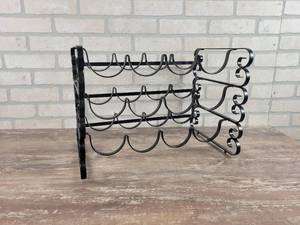 lot 318 image: 3-Tier Metal Wine Bottle Rack - Overall Approx. 19 x 12 x 13.5 Tall - NO SHIPPING